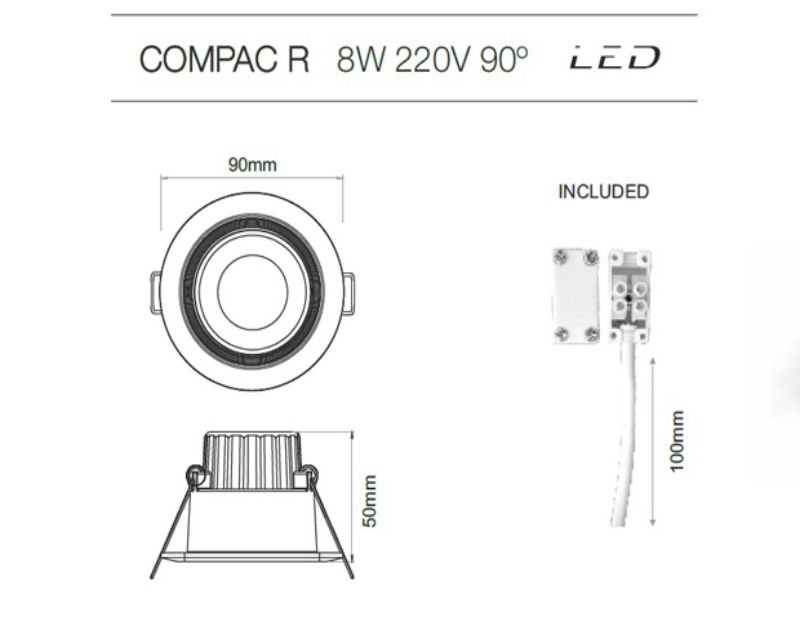 Faretto led Beneito Faure COMPAC 8W COB 220V 90º Orientabile