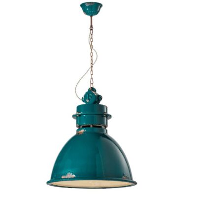 Lampadario C1750 Ferroluce stile industriale verde