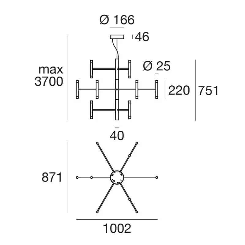 Perla_P12-Decòrative-Linea-Light-Lampadario-Led-12-Luci-tecnica